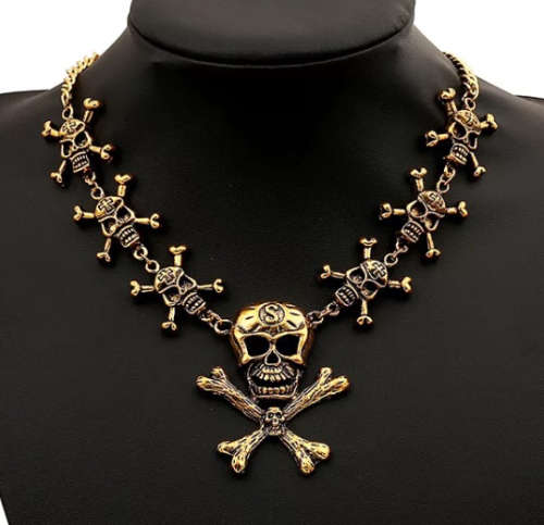 GN02 - GOLD PLATED SKULL NECLACE