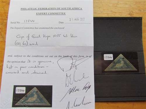 1855 Cape Triangular 4d Used - 3 Margins - rounded corner - Genuine