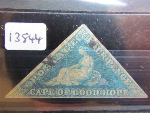 1855 Cape Triangular 4d Used - 3 Margins - rounded corner - Genuine