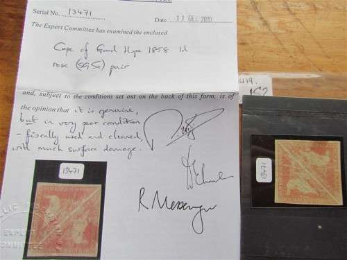 Cape Triangular 1d Rose Pair+Certificate***Margins all Round***Scarce***