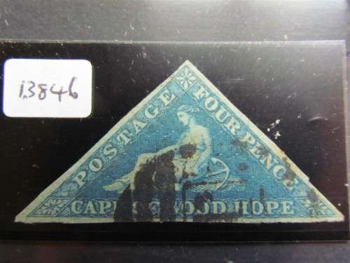 Triangular Pair 1855 4d Deep Blue SG6 ***3 Good Margins + Certificate***Very Scarce***