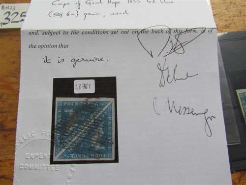 Triangular 1855 4d Deep Blue SG6a Pair ***Perfect margins on Pair + Certificate***Scarce***