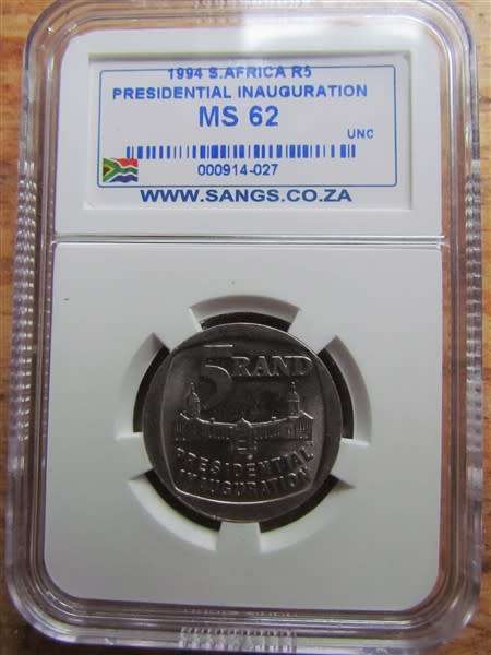 MS62 Graded President Inaug. R5 coin + small stamps bundle @@ R1 START @@