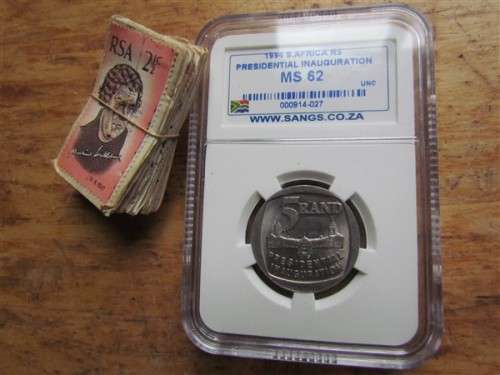 MS62 Graded President Inaug. R5 coin + small stamps bundle @@ R1 START @@