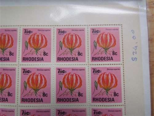 RHODESIA - FULL SHEET MINT - Mardon Printers - 8c - SCARCE