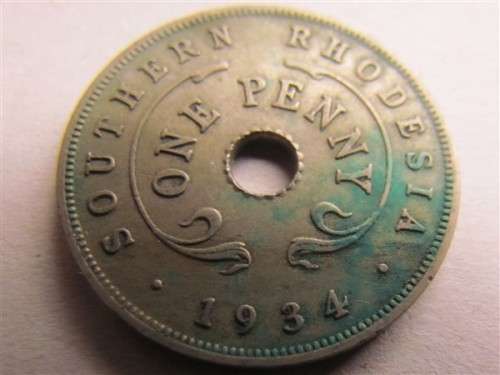 1934 SOUTHERN RHODESIA PENNY - HIGH VALUE **R1 START**