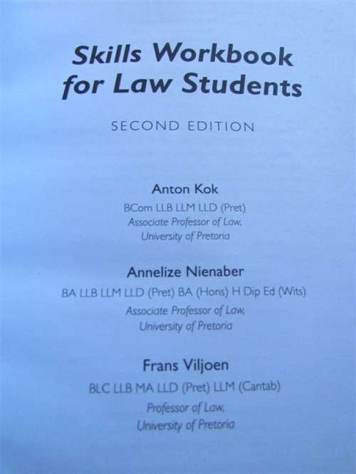 Skills Workbook for Law Students ,2nd Ed,JUTA, Kok Nienaber Viljoen