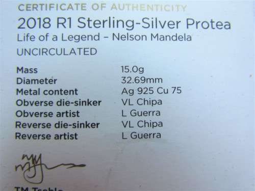 NELSON MANDELA ROBBEN ISLAND SILVER SA MINT **IN POUCH**