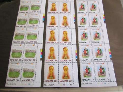 Malawi World Cup Soccer Set in Gutter Control Blocks of 10