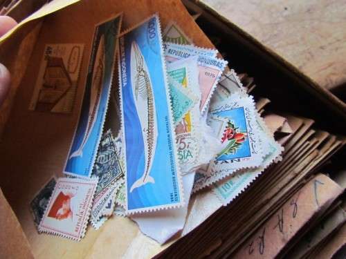 STAMPS FOR CHECK & SORT - SHOE BOX FULL OF ASSORTED ENVELOPES - DUPLICATES