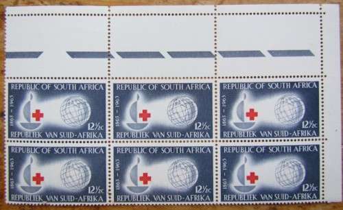 EARLY RSA 12 1/2C BLOCK RED CROSS VERY FINE - CAT. VALUE = R270.00