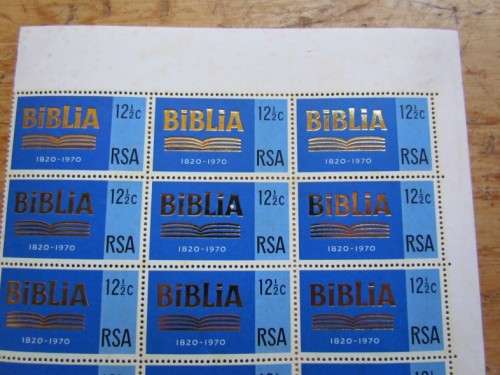 RSA BIBLE SOCIETY - 12 1/2C MINT BLOCK - CAT. VALUE = R600.00+