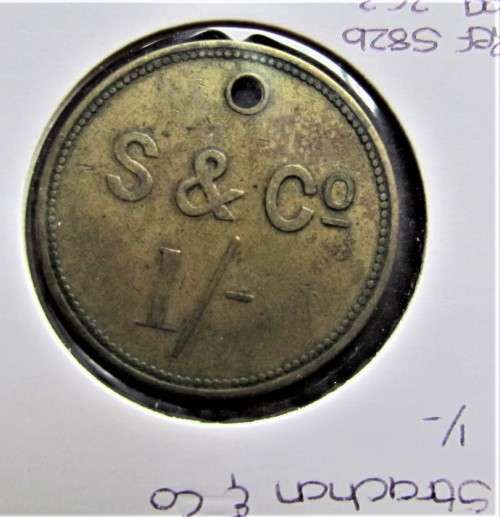 STRACHAN & CO. 1 SHILLING  - EXCELLENT DETAIL - HARD TO FIND