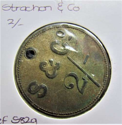 STRACHAN & CO. 2 SHILLING  - EXCELLENT DETAIL - HARD TO FIND