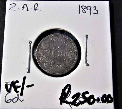 1893 6d SIXPENCE - SILVER - LOW MINTAGE