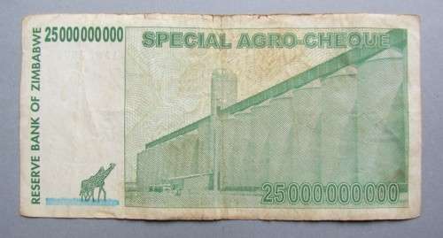 ZIMBABAWE = 25 BILLION DOLLARS = HUGE - EXPIRY DATE NOTE