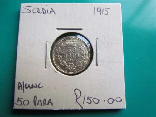 SERBIA 1915 SILVER 50 PARA A/UNC **83,5% SILVER** R1 START **