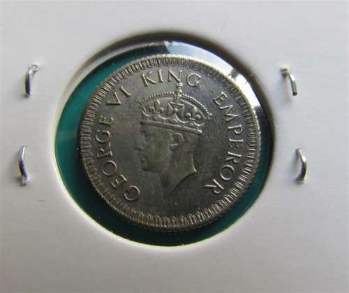 1943 BRITISH INDIA 1/4 RUPEE  `SCARCE` EF - 50% SILVER