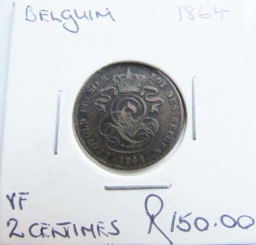 BELGIUM 1864 2 CENTIMES VF