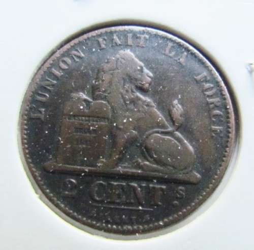 BELGIUM 1864 2 CENTIMES VF