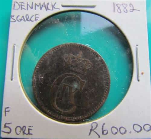 1882 Denmark 5 Ore Scarce date