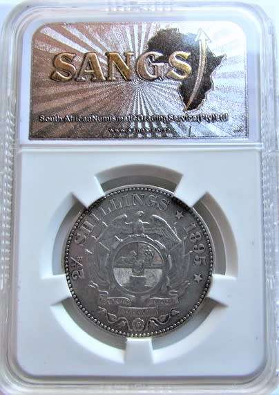 1895 Z.A.R 2/6 HALFCROWN VF35**GRADED**SILVER**VF VALUE = R2400.00