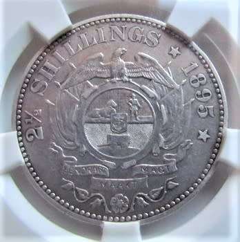 1895 Z.A.R 2/6 HALFCROWN VF35**GRADED**SILVER**VF VALUE = R2400.00