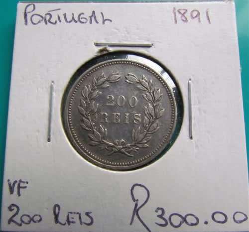 1891 PORTUGAL 200 REIS ***SILVER*** GREAT SCARCE COIN ***R1 START***