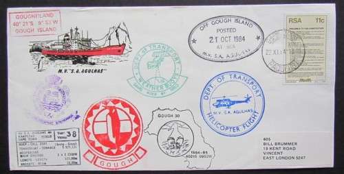 SPECIAL ISSUE GOUGH ISLAND BY HELICOPTER FDC POSTED AT SEA **SCARCE**