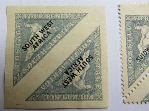 SA SWA UNION - SCARCE - TRINGLE MINT PAIRS WITH IMPERF & PRINT SHIFT
