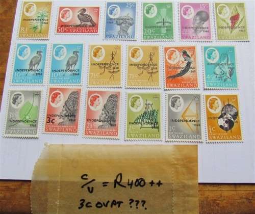 SWAZILAND - MINT SET - R1 HIGH VALUE - MINT +++ 3C MINT = OVERPRINT NOT LISTED