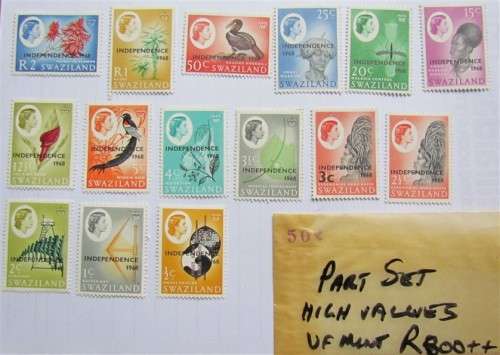 Swaziland Mint Set R2 High Value + 3C Mint Overprint - Value R800.00+++