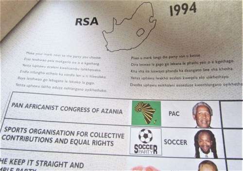 1994 Original Ballot Paper + R5 Inaug. coin in Capsule
