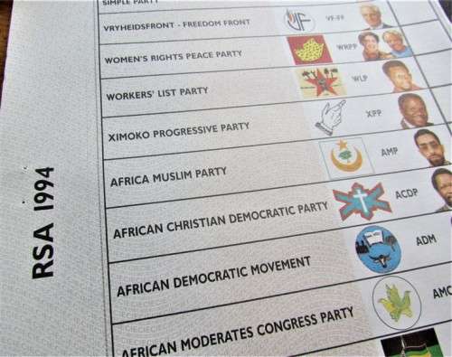 1994 Original Ballot Paper + R5 Inaug. coin in Capsule