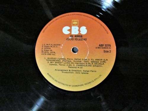 JULIO IGLESIAS EL AMORE - VINTAGE LP