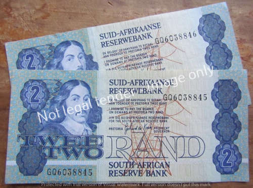 2 x DE KOCK CONSECUTIVE R2 NOTES (GQ) UNC **BID PER NOTE**