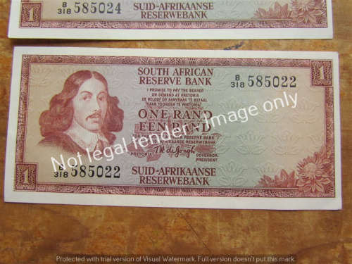 4 x DE JONGH R1 NOTES (3 X CONS. + 1) UNC **BID PER NOTE**