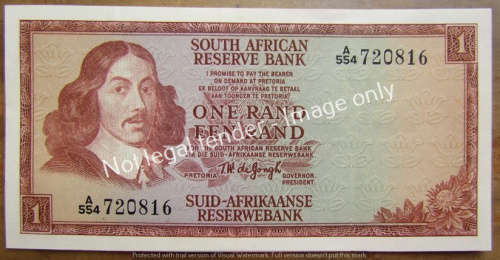 DE JONGH R1 NOTE 1st ISSUE (A554) UNC **BID PER NOTE**