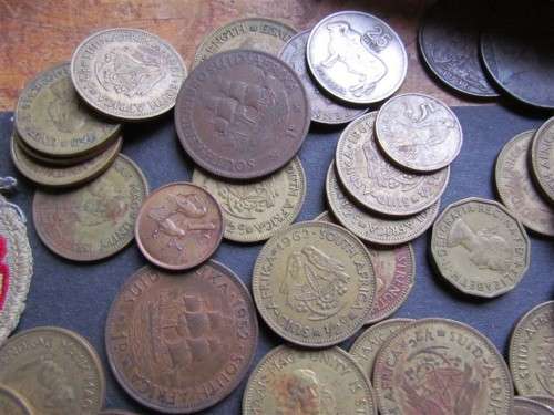 @R1 START@ Old Optometrist Box of Coins Mostly SA Assortment - 1 Bid *relist non payment