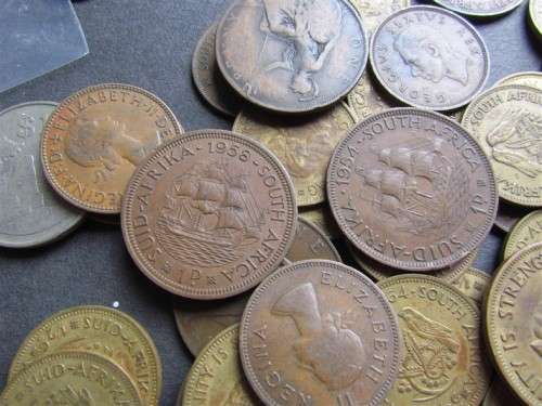 @R1 START@ Old Optometrist Box of Coins Mostly SA Assortment - 1 Bid *relist non payment