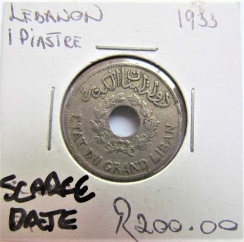 LEBANON 1933 **SCARCE DATE** 1 PIASTRE