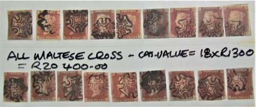 18 x Penny Reds Imperf Maltese Cross Catalogue Value R20 400.00 **LOW START**