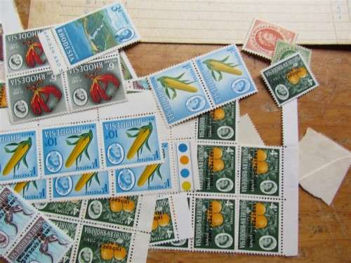 **CRAZY R1 START** POSTMASTER=GENERAL RHODESIA philatelic lot + letter + statement