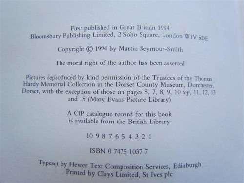 Hardy - Martin Seymour Smith - First Edition 1994