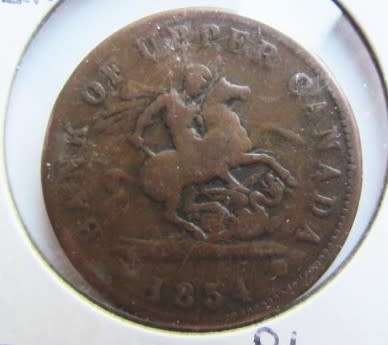 @@CRAZY R1 START@@ 1854 CANADIAN BANK TOKEN 1 PENNY - 1854