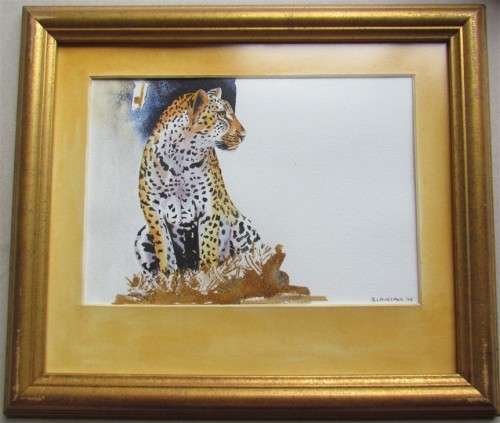 Original painting - Leopard 2 of 2 - B.Laubscher artist - Framed + Glass