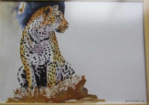 Original painting - Leopard 2 of 2 - B.Laubscher artist - Framed + Glass