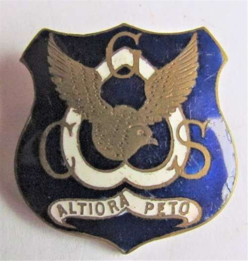 VINTAGE GCS ALTIORA PETO ENAMELLED BADGE