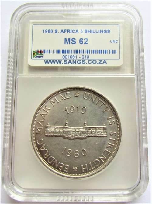 1960 SOUTH AFRICA 5 SHILLINGS - GRADED MS62