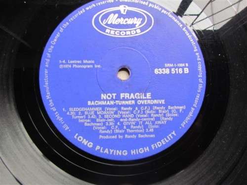 BACHMAN TURNER OVERDRIVE - NOT FRAGILE - VINTAGE LP